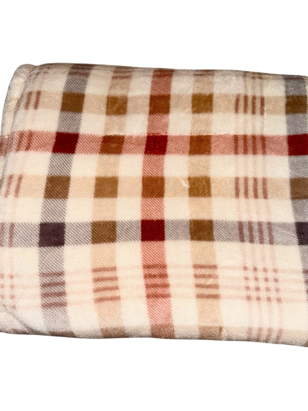 “The Big One” Plaid Throw Blanket in Cream, Brown & Rust 🧡🤎🤍 SO SOFT! 🛌 💤 🛋️